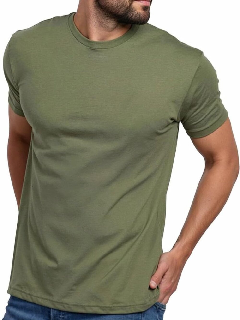 Soft Cotton Crew Neck Men's T-Shirts, Athletic Fit Casual Tees S-4XL